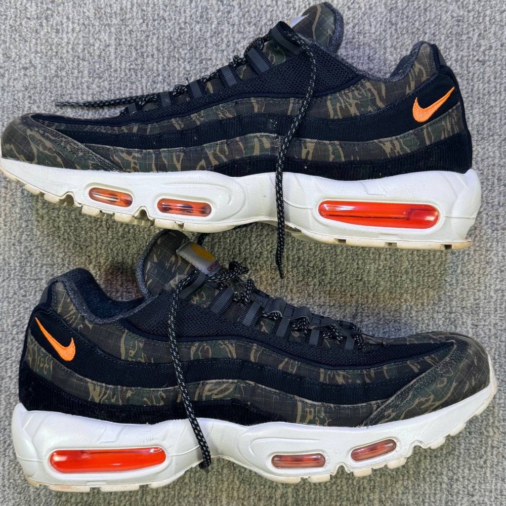 Nike Air Max 95 Carhartt WIP Camo Tiger Black Orange Mens Size 12 AV3866-001